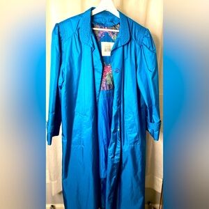 Vintage Fleet Street Chiango Vintage 80s Trench Rain Coat Teal Womens Size 12